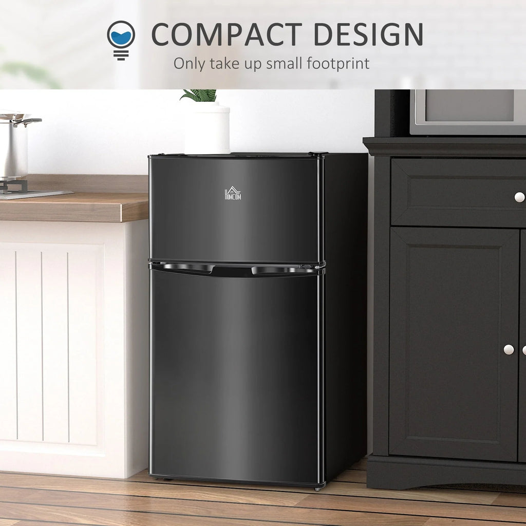 HOMCOM Mini Frigorifero a Doppia Porta con Congelatore, Frigo Compatto da 90 litri con Ripiano Regolabile, Termostato Regolabile