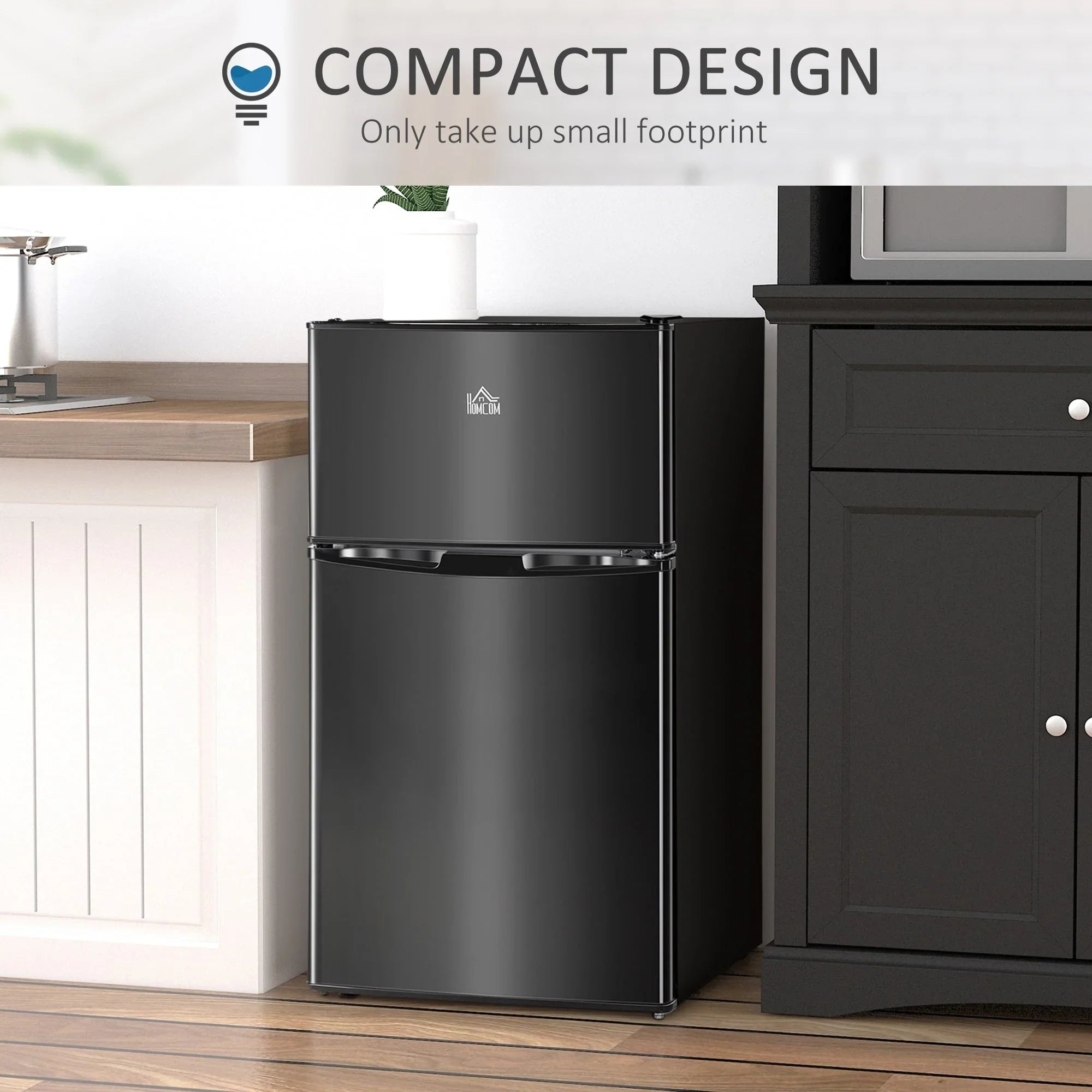 HOMCOM Mini Frigorifero a Doppia Porta con Congelatore, Frigo Compatto da 90 litri con Ripiano Regolabile, Termostato Regolabile