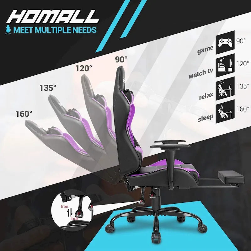 Sedia da gaming con poggiapiedi - Sedia da scrivania ergonomica