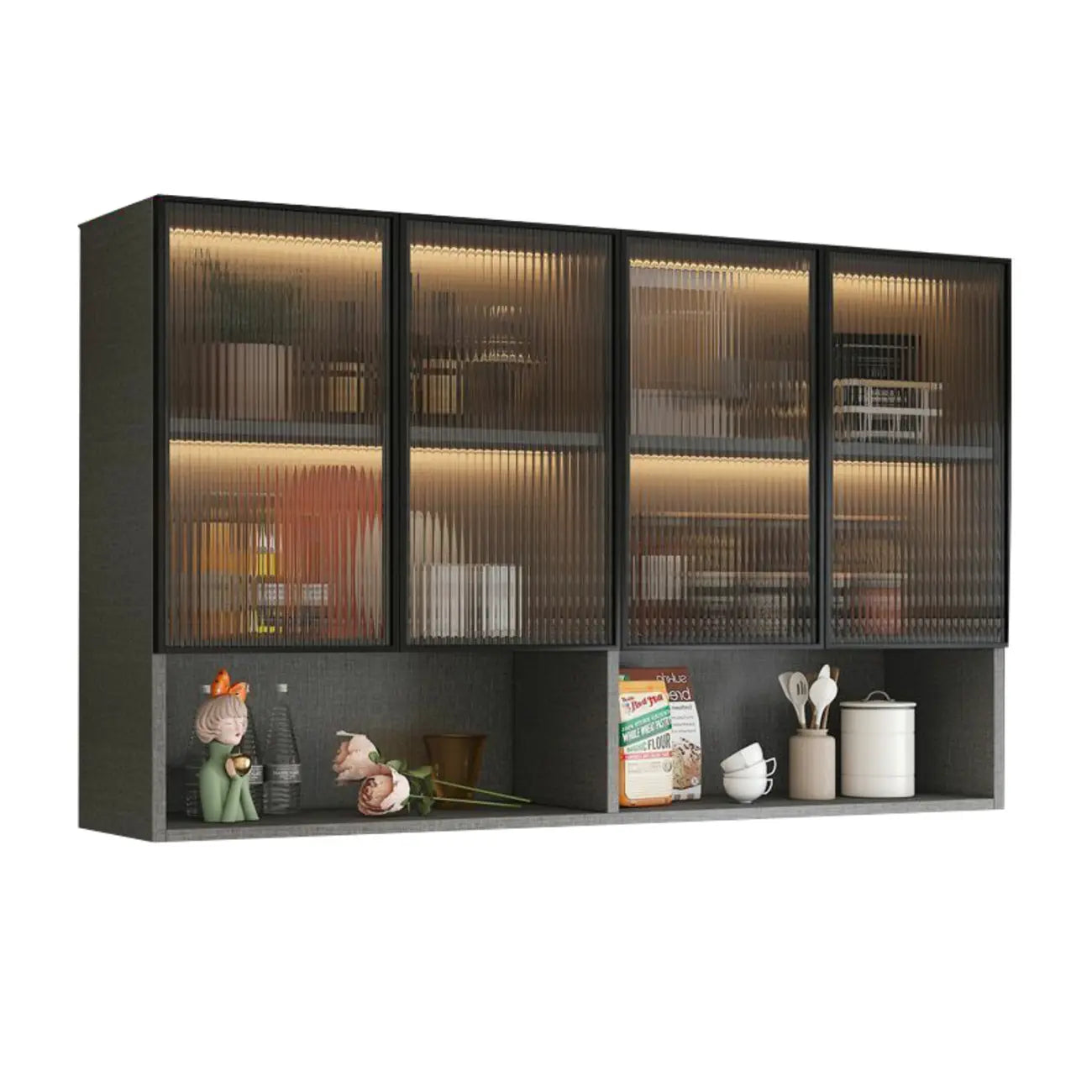 Madia pensile da cucina grigia in legno