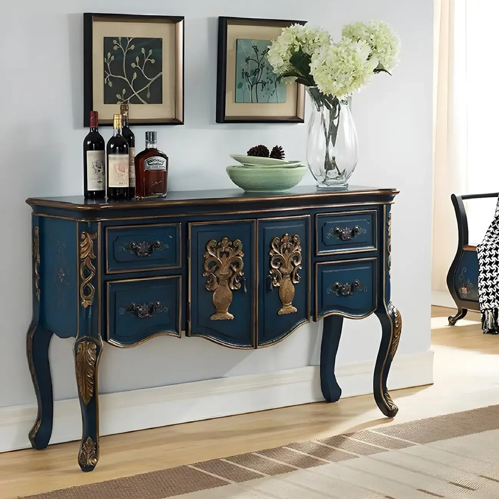 Consolle da Ingresso in Legno Stile Caffè Francese con Cassetti
