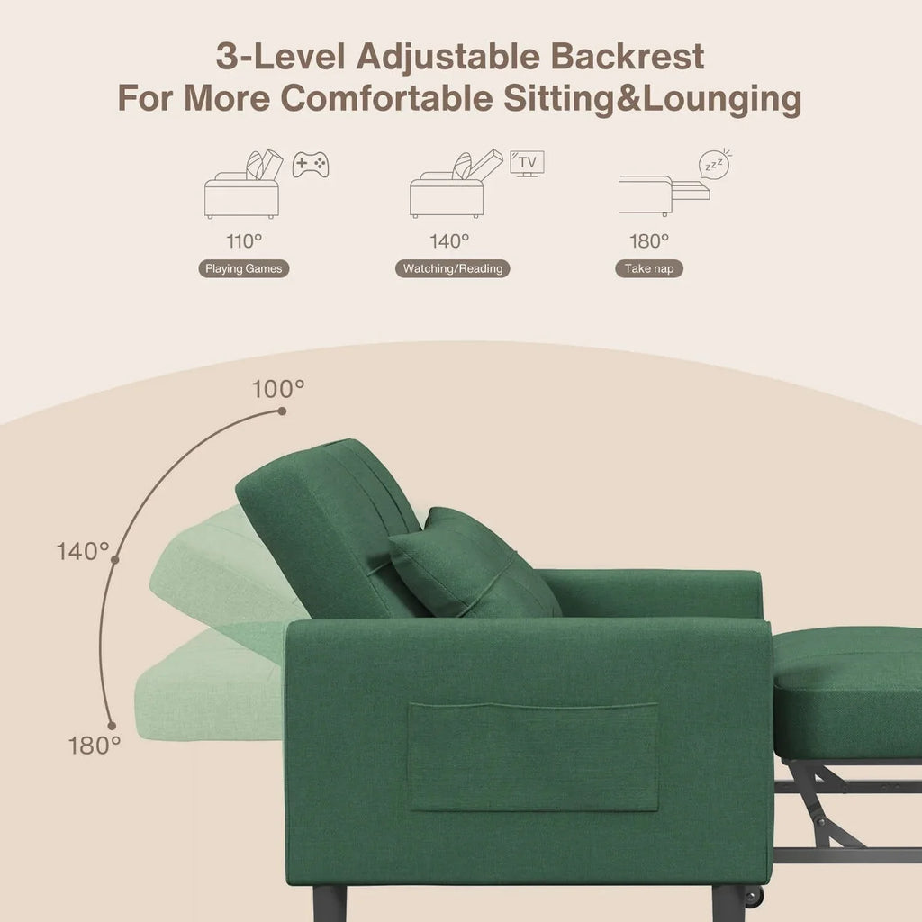 Divano letto trasformabile 3-in-1, Poltrona letto estraibile, Letto pieghevole convertibile per soggiorno