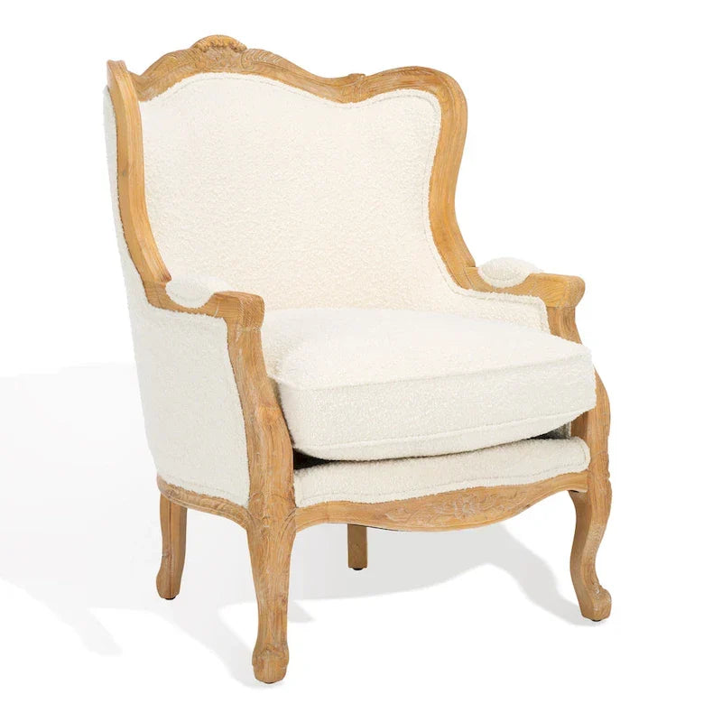 Poltrona con orecchioni Kali Oak in lino naturale - 34Lx34Px40H