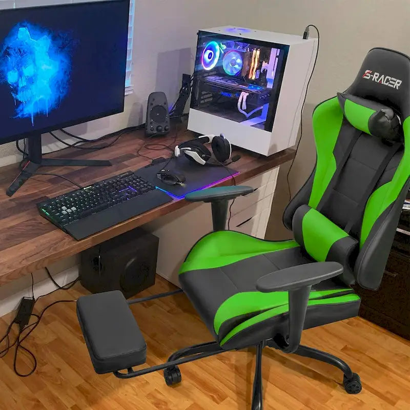 Sedia da gaming con poggiapiedi - Sedia da scrivania ergonomica