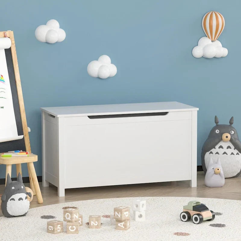 Contenitore portagiochi in legno per bambini con coperchio incernierato di sicurezza, per bambini dai 3 anni in su