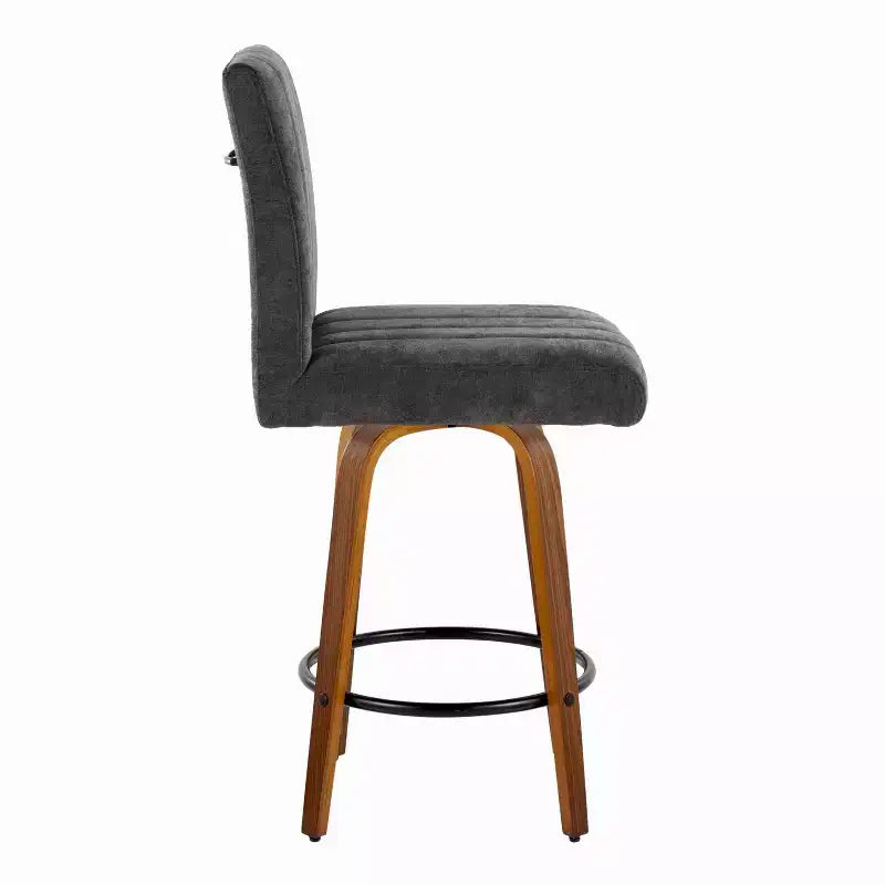 Set of 2 Hank Counter Height Barstools Walnut Wood/Black Fabric