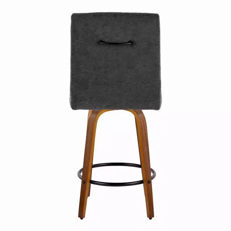 Set of 2 Hank Counter Height Barstools Walnut Wood/Black Fabric