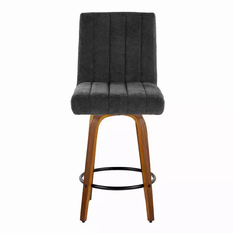 Set of 2 Hank Counter Height Barstools Walnut Wood/Black Fabric