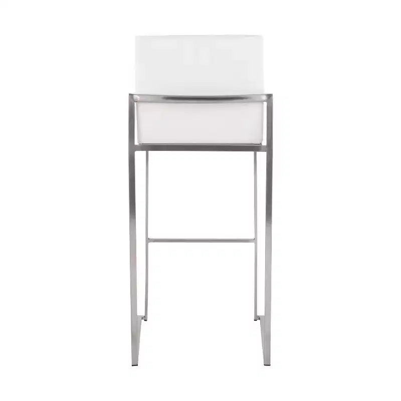 Set of 3 Fuji High Back Barstools Stainless Steel/White Velvet