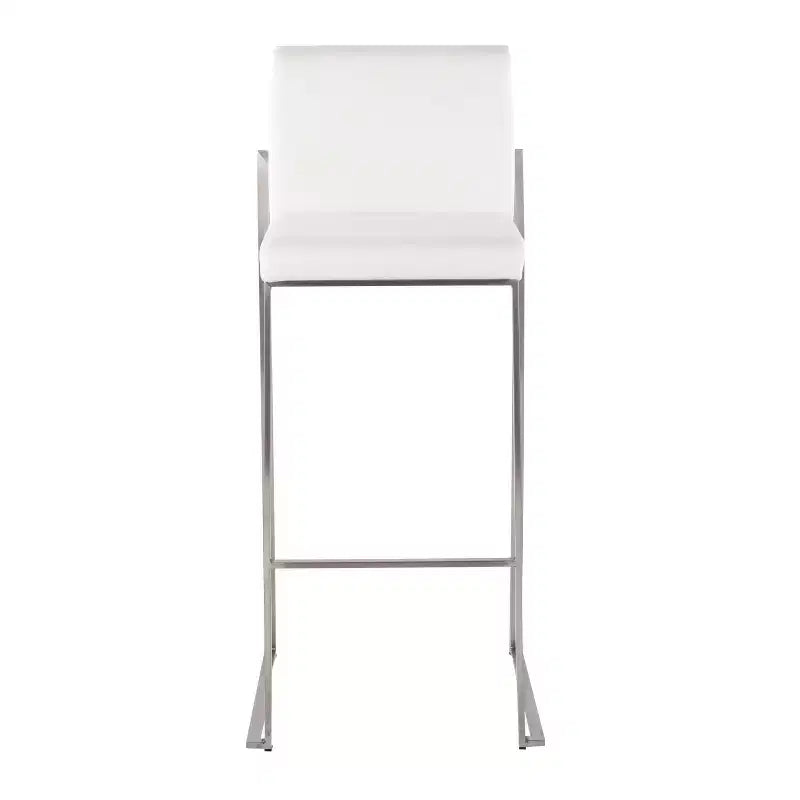 Set of 3 Fuji High Back Barstools Stainless Steel/White Velvet