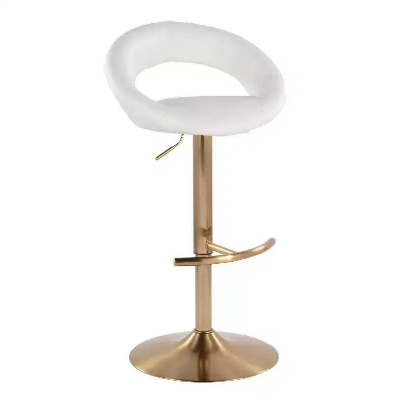 Set of 2 Posh Adjustable Barstools Gold/White PU