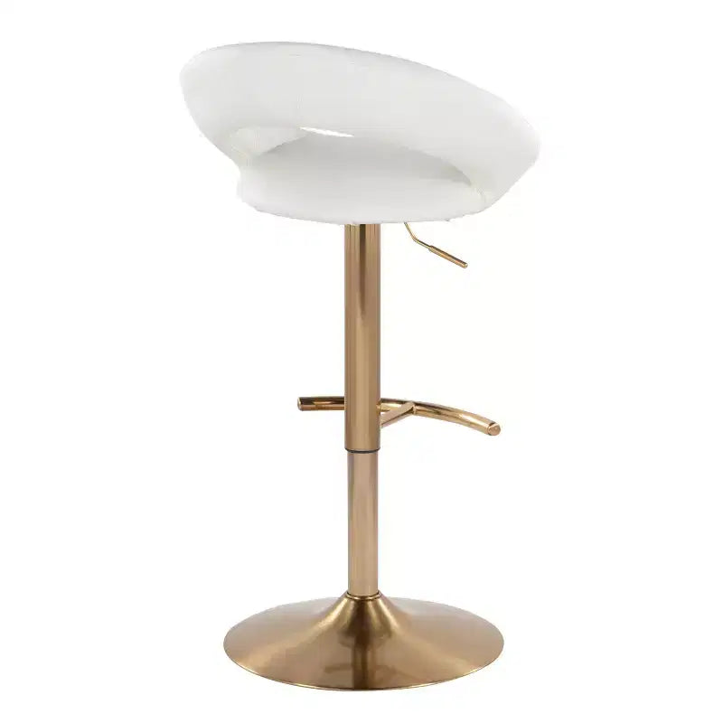 Set of 2 Posh Adjustable Barstools Gold/White PU