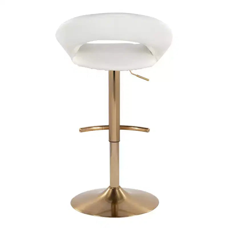 Set of 2 Posh Adjustable Barstools Gold/White PU