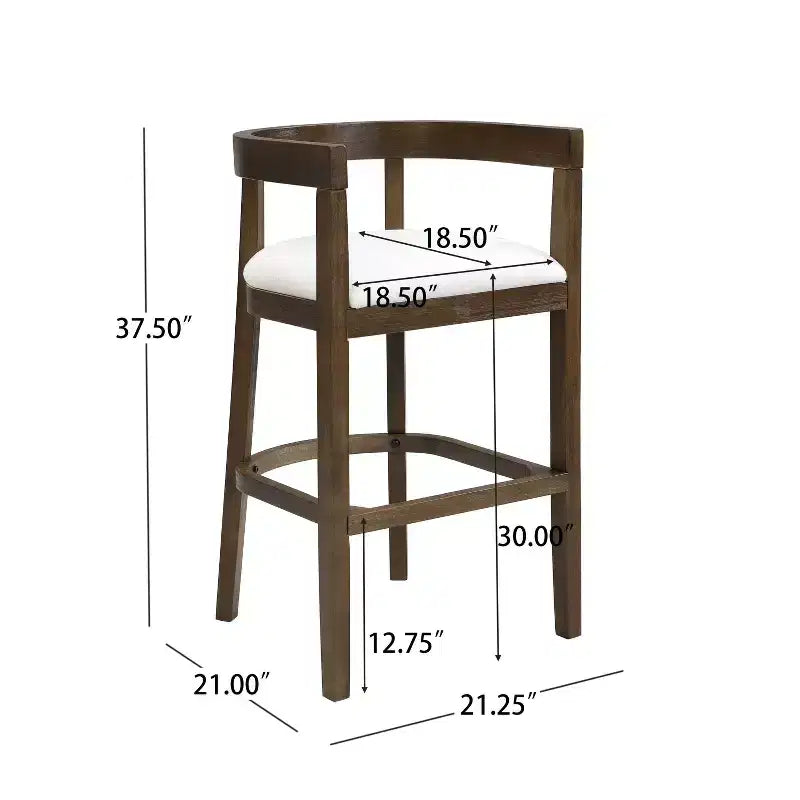 Christopher Knight Home Set of 2 Mary Upholstered Rubberwood with Open Curved Back Counter Height Barstools Walnut