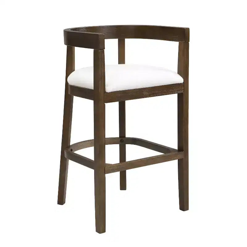 Christopher Knight Home Set of 2 Mary Upholstered Rubberwood with Open Curved Back Counter Height Barstools Walnut