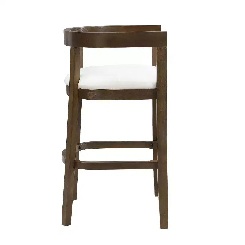 Christopher Knight Home Set of 2 Mary Upholstered Rubberwood with Open Curved Back Counter Height Barstools Walnut