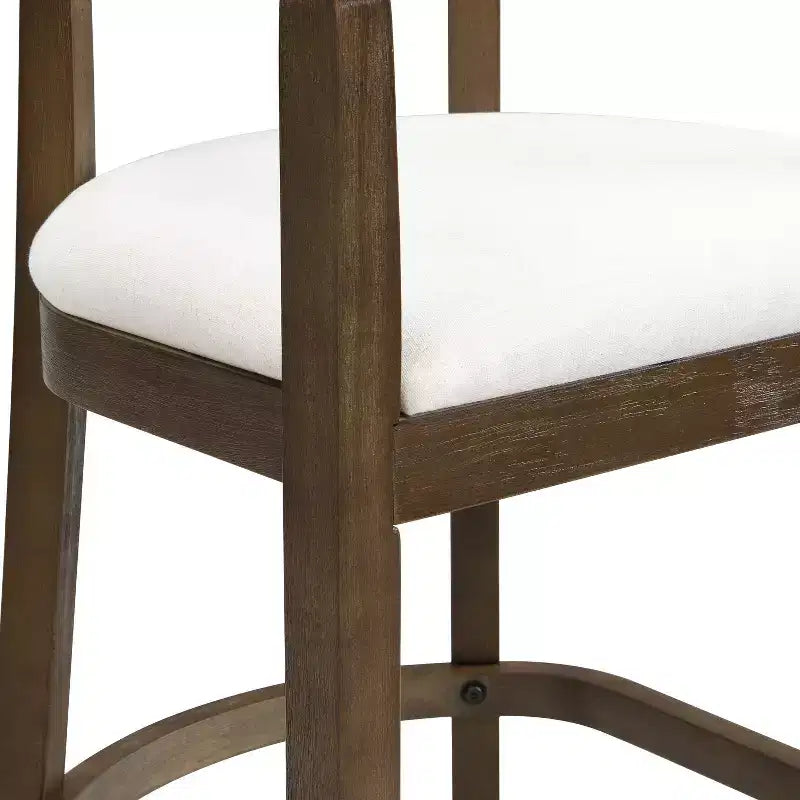 Christopher Knight Home Set of 2 Mary Upholstered Rubberwood with Open Curved Back Counter Height Barstools Walnut