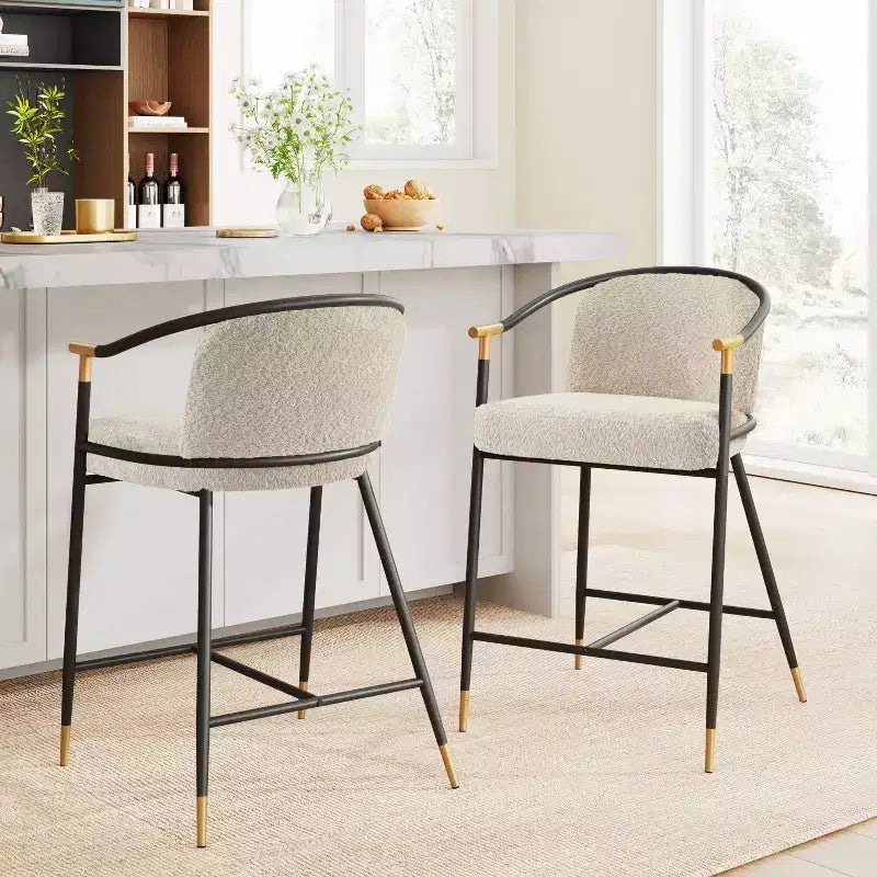 Christopher Knight Home Set of 2 26" Daniel Contemporary Upholstered Iron Counter Height Barstools Almond