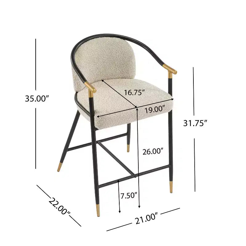 Christopher Knight Home Set of 2 26" Daniel Contemporary Upholstered Iron Counter Height Barstools Almond