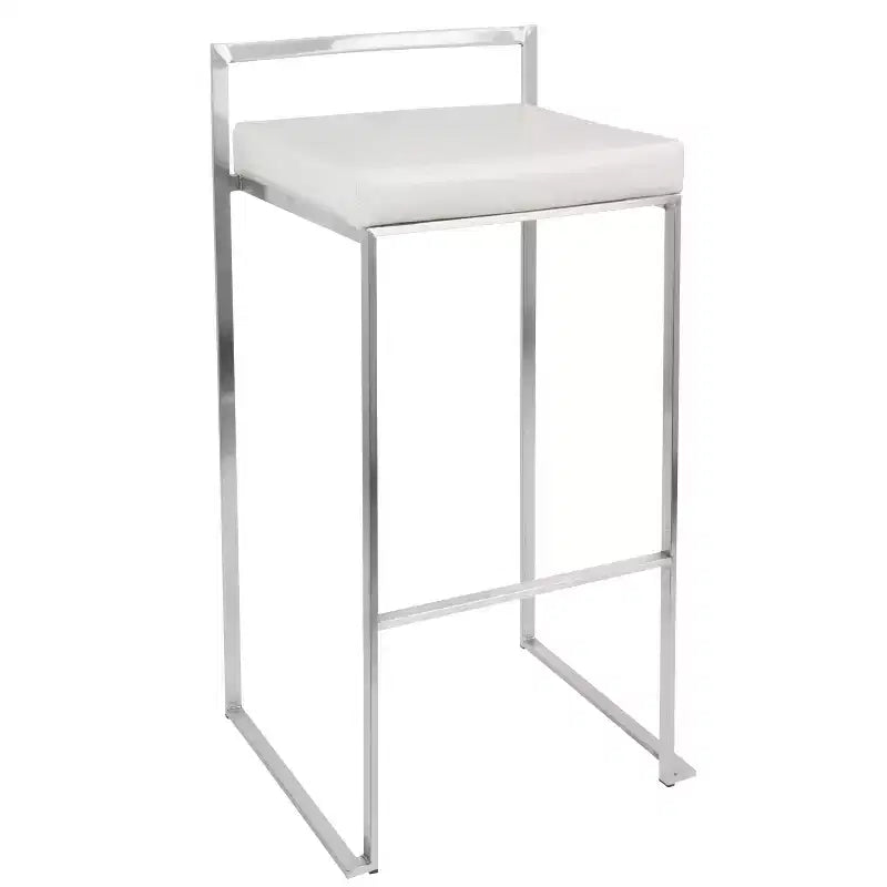 Set di 3 sgabelli da bar Fuji Stacker in acciaio inox/PU bianco