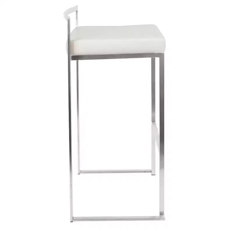 Set di 3 sgabelli da bar Fuji Stacker in acciaio inox/PU bianco