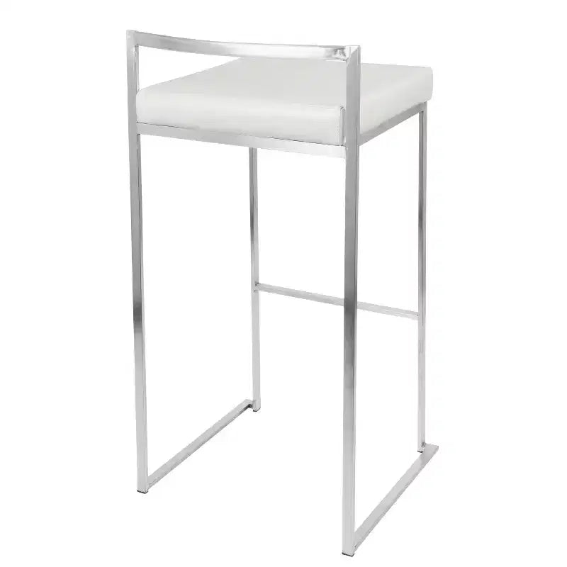 Set di 3 sgabelli da bar Fuji Stacker in acciaio inox/PU bianco