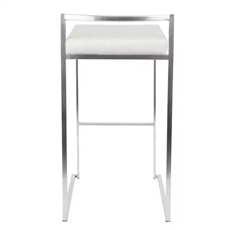 Set di 3 sgabelli da bar Fuji Stacker in acciaio inox/PU bianco