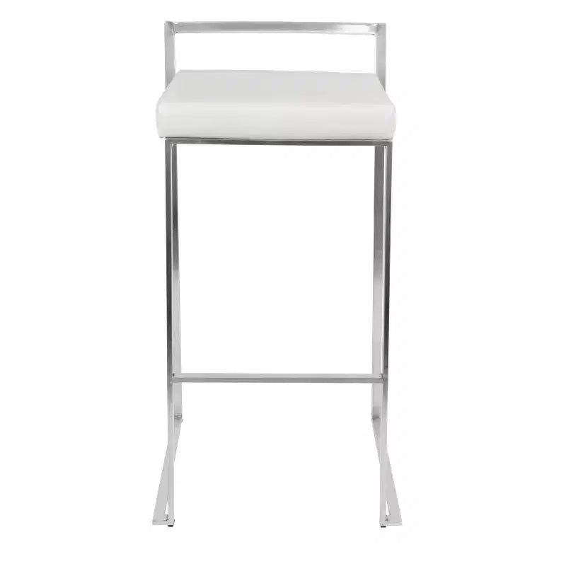 Set di 3 sgabelli da bar Fuji Stacker in acciaio inox/PU bianco