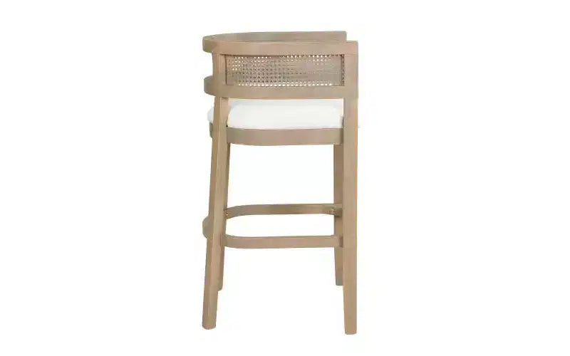 Christopher Knight Home Set of 2 Alaia Contemporary Rubberwood Upholstered with Curved Rattan Back Counter Height Barstools Natural