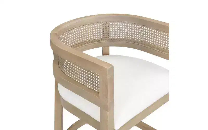 Christopher Knight Home Set of 2 Alaia Contemporary Rubberwood Upholstered with Curved Rattan Back Counter Height Barstools Natural
