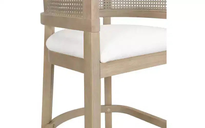 Christopher Knight Home Set of 2 Alaia Contemporary Rubberwood Upholstered with Curved Rattan Back Counter Height Barstools Natural