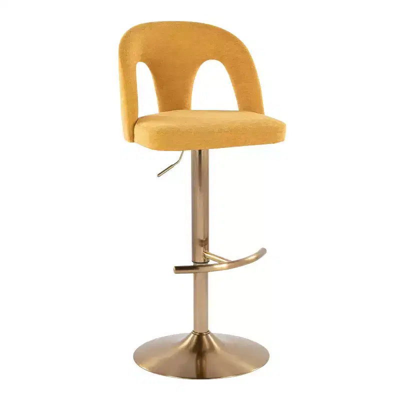 Set di 2 sgabelli da bar Ava regolabili in tessuto oro/giallo
