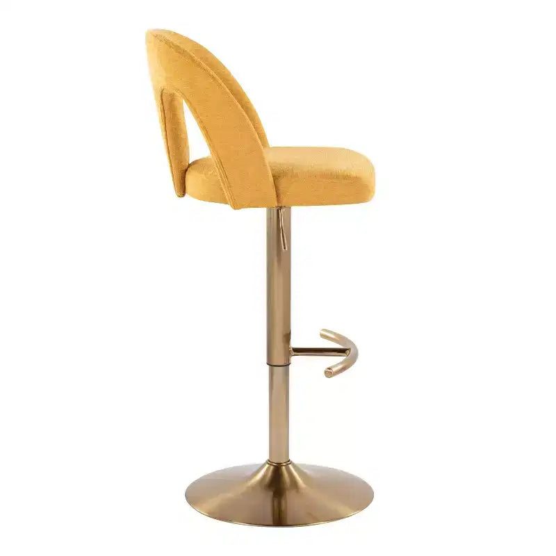 Set di 2 sgabelli da bar Ava regolabili in tessuto oro/giallo