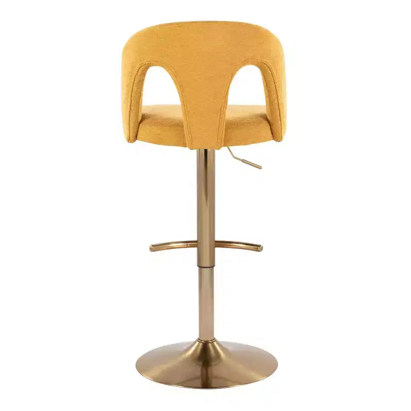 Set di 2 sgabelli da bar Ava regolabili in tessuto oro/giallo