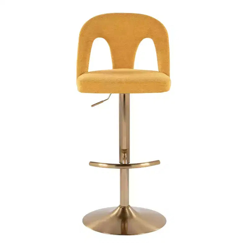 Set di 2 sgabelli da bar Ava regolabili in tessuto oro/giallo