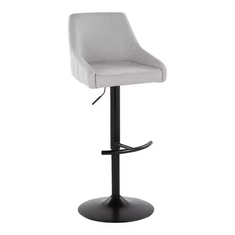 Set of 2 Hannah Adjustable Barstools Black Metal/Gray Fabric