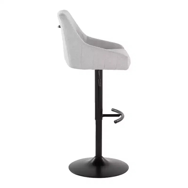 Set of 2 Hannah Adjustable Barstools Black Metal/Gray Fabric