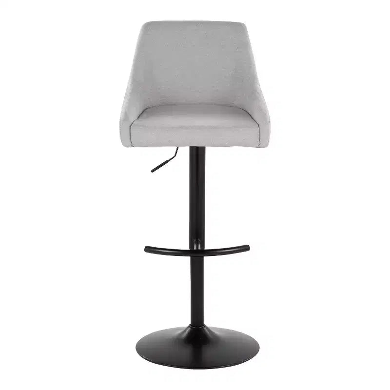 Set of 2 Hannah Adjustable Barstools Black Metal/Gray Fabric