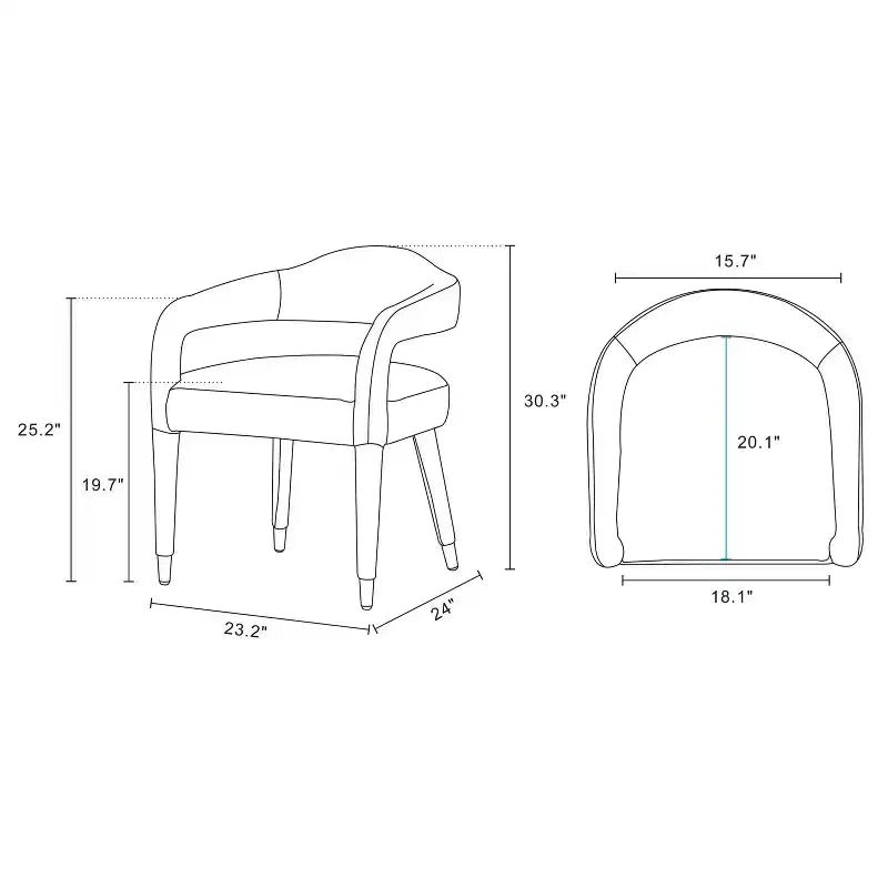 Manhattan Comfort Aspen Poltrona da pranzo moderna imbottita in tweed Rivestimento argentato