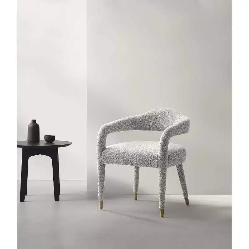 Manhattan Comfort Aspen Modern Tweed Upholstered Dining Armchair Silver Lining