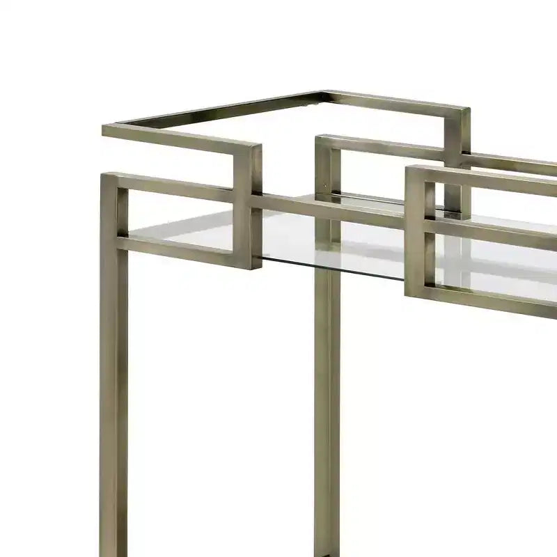 Neilo Faux Marble Top Bar Serving Cart Clear Glass/Wire Brass Finish