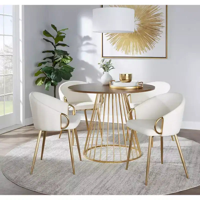Canary Wood Dining Table Gold/Walnut