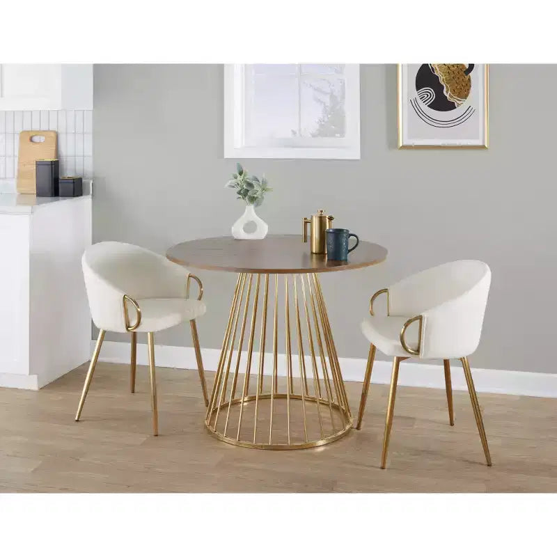Canary Wood Dining Table Gold/Walnut
