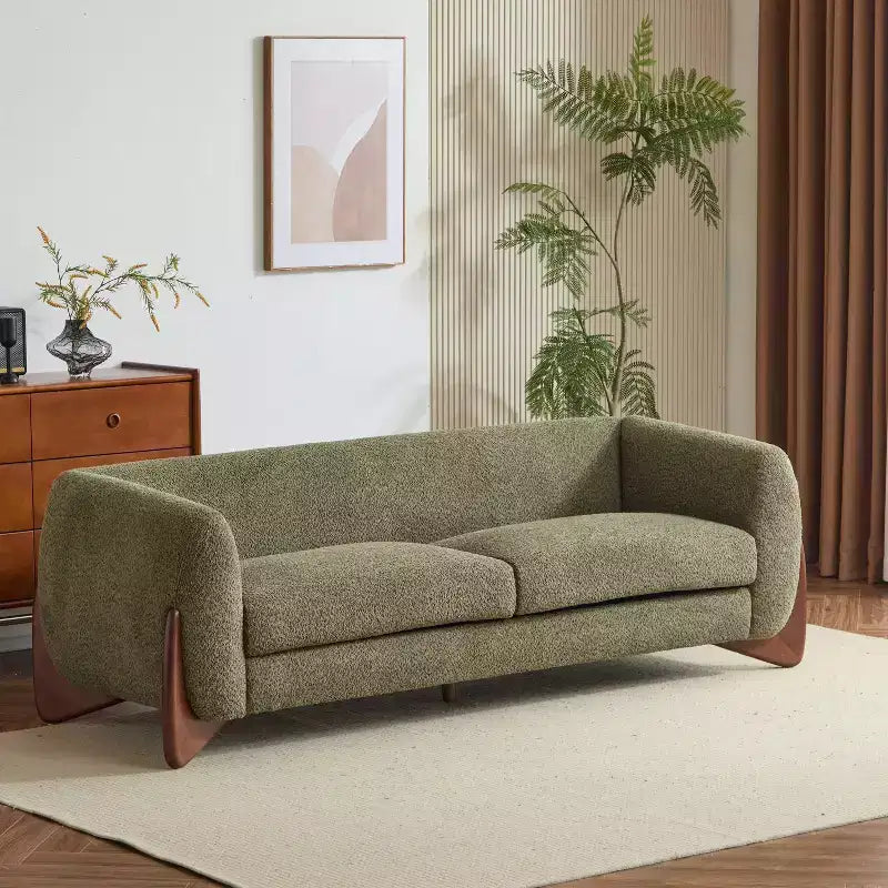 Christopher Knight Home Mia 82.75" Boucle Fabric 3 Seater Sofa Olive Green