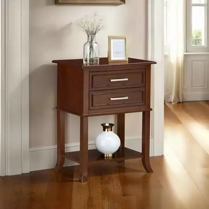 Sydney 2 Drawer End Table with Shelf in Espresso
