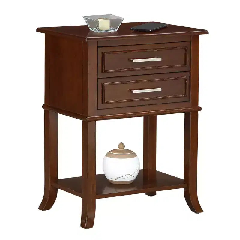 Sydney 2 Drawer End Table with Shelf in Espresso
