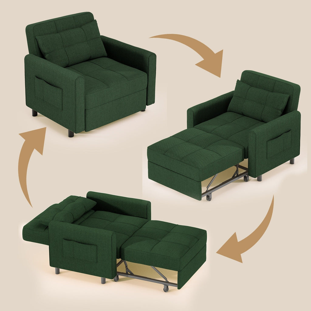 Divano letto trasformabile 3-in-1, Poltrona letto estraibile, Letto pieghevole convertibile per soggiorno