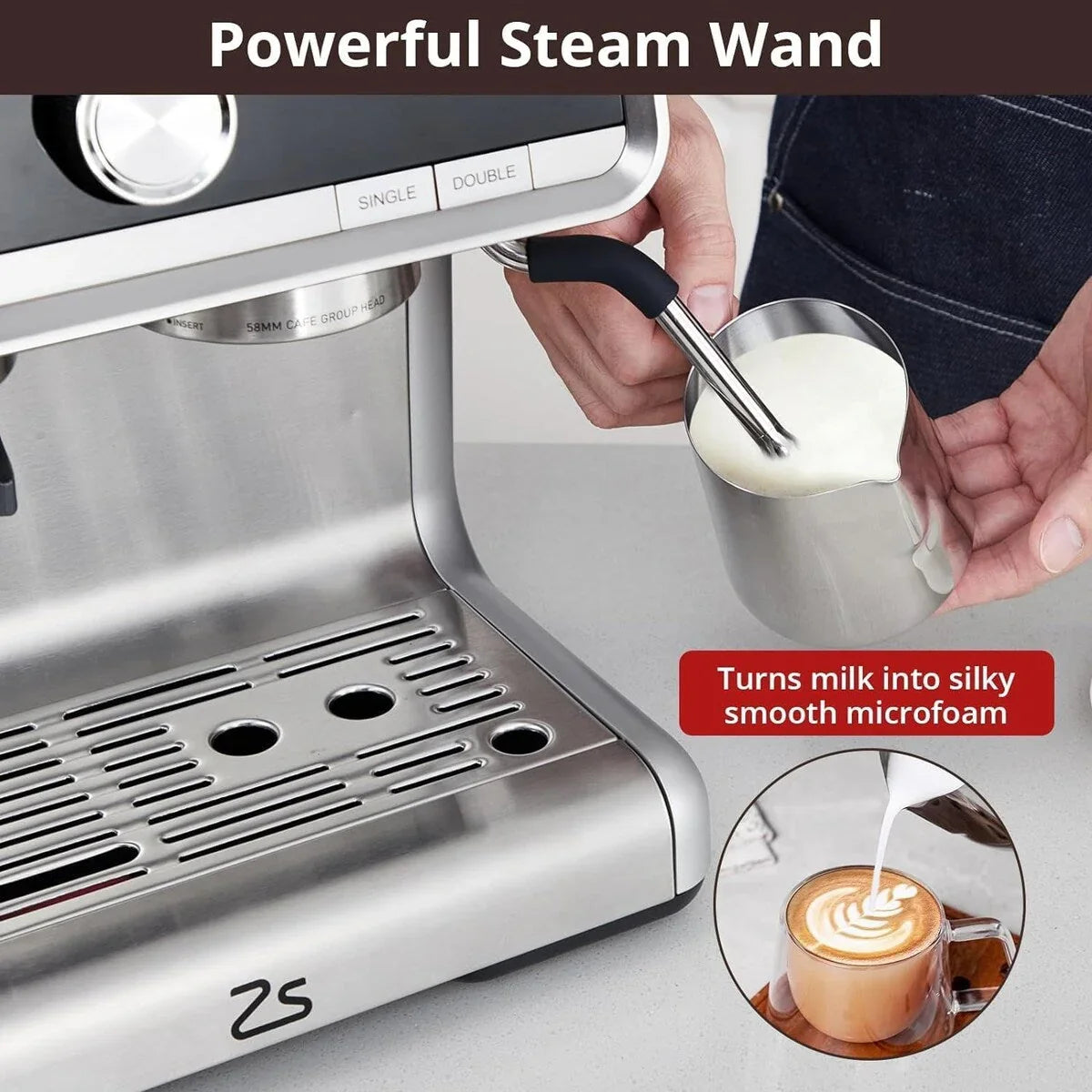 Macchina da caffè espresso, con macinacaffè, serbatoio dell'acqua da 2,8 L