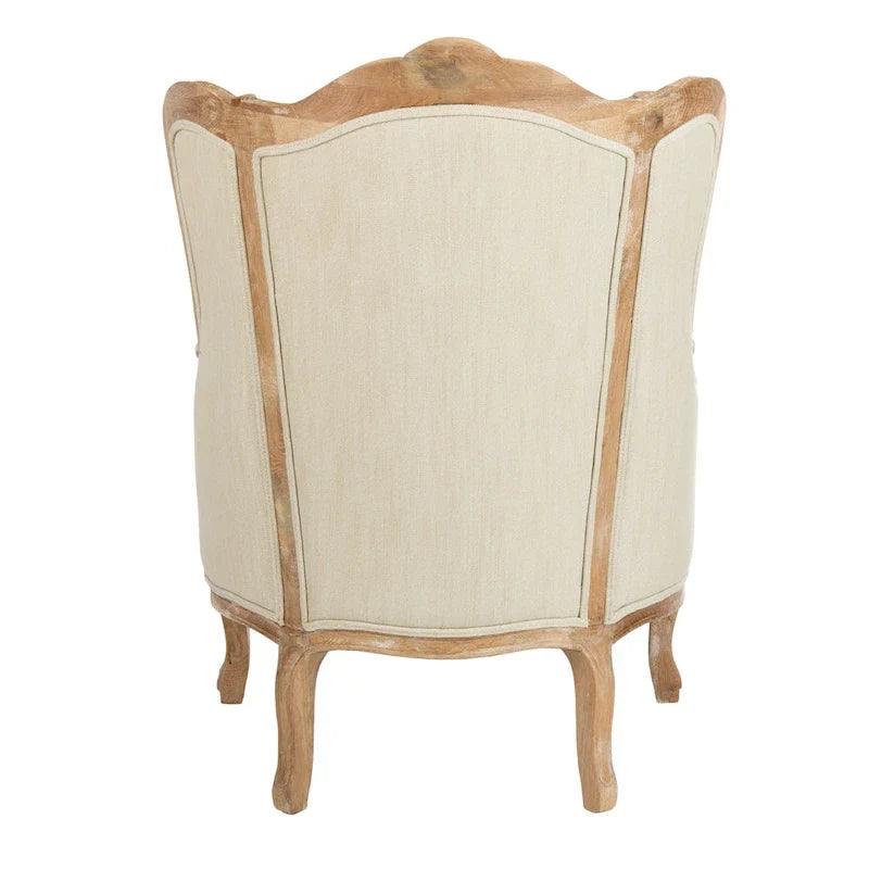 Poltrona con orecchioni Kali Oak in lino naturale - 34Lx34Px40H