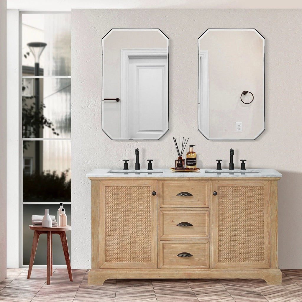 Mobile bagno Hervas con top in marmo naturale senza specchio